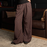 Slip On Trouser, Black/Brown Polka Dot