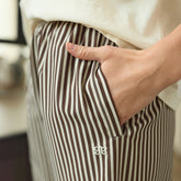 Slip On Trouser, Cream Cocoa Stripe