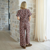 Audrey Mid Rise Wide Leg Pants, Walnut Micro Floral