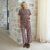 Audrey Mid Rise Wide Leg Pants, Walnut Micro Floral