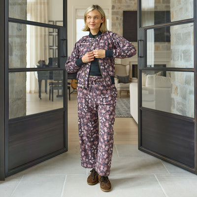 Audrey Mid Rise Wide Leg Pants, Walnut Micro Floral