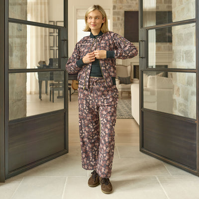 Bomber Jacket, Walnut Micro Floral