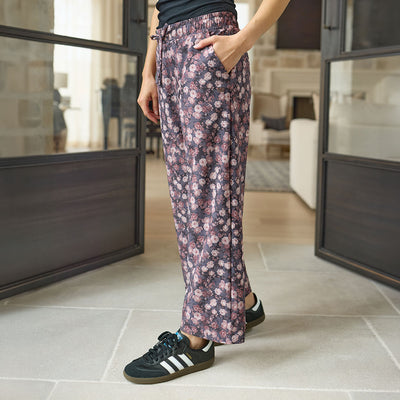 Audrey Mid Rise Wide Leg Pants, Walnut Micro Floral