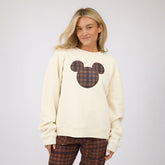 Disney Mickey Plaid Crew Sweatshirt, Natural