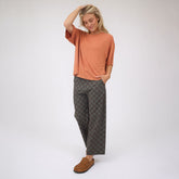 Audrey Wide Leg Pants, Olive Check