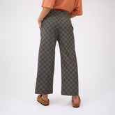 Audrey Wide Leg Pants, Olive Check