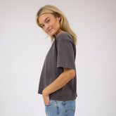 Perfect Oversized Cotton Tee, Charcoal