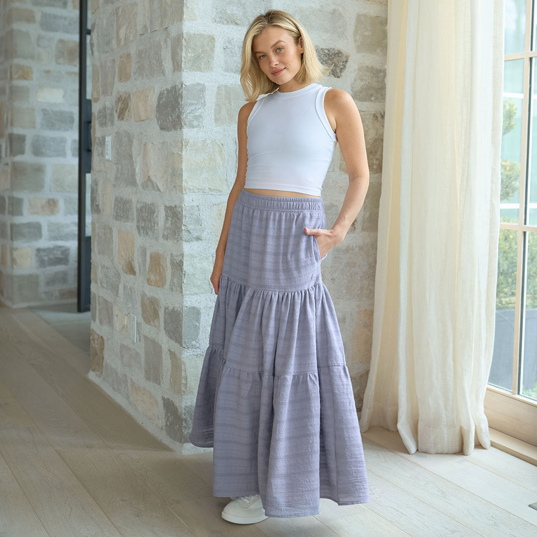 The Penny Skirt, Pebble Blue - Albion Fit
