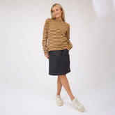 Riley Long Sleeve Stripe Tee, Brown/Ivory