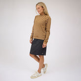 Riley Long Sleeve Stripe Tee, Brown/Ivory