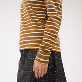 Riley Long Sleeve Stripe Tee, Brown/Ivory