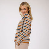 Riley Long Sleeve Stripe Tee, Navy/Rust