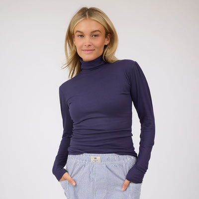 Tessa Long Sleeve, Navy Rib