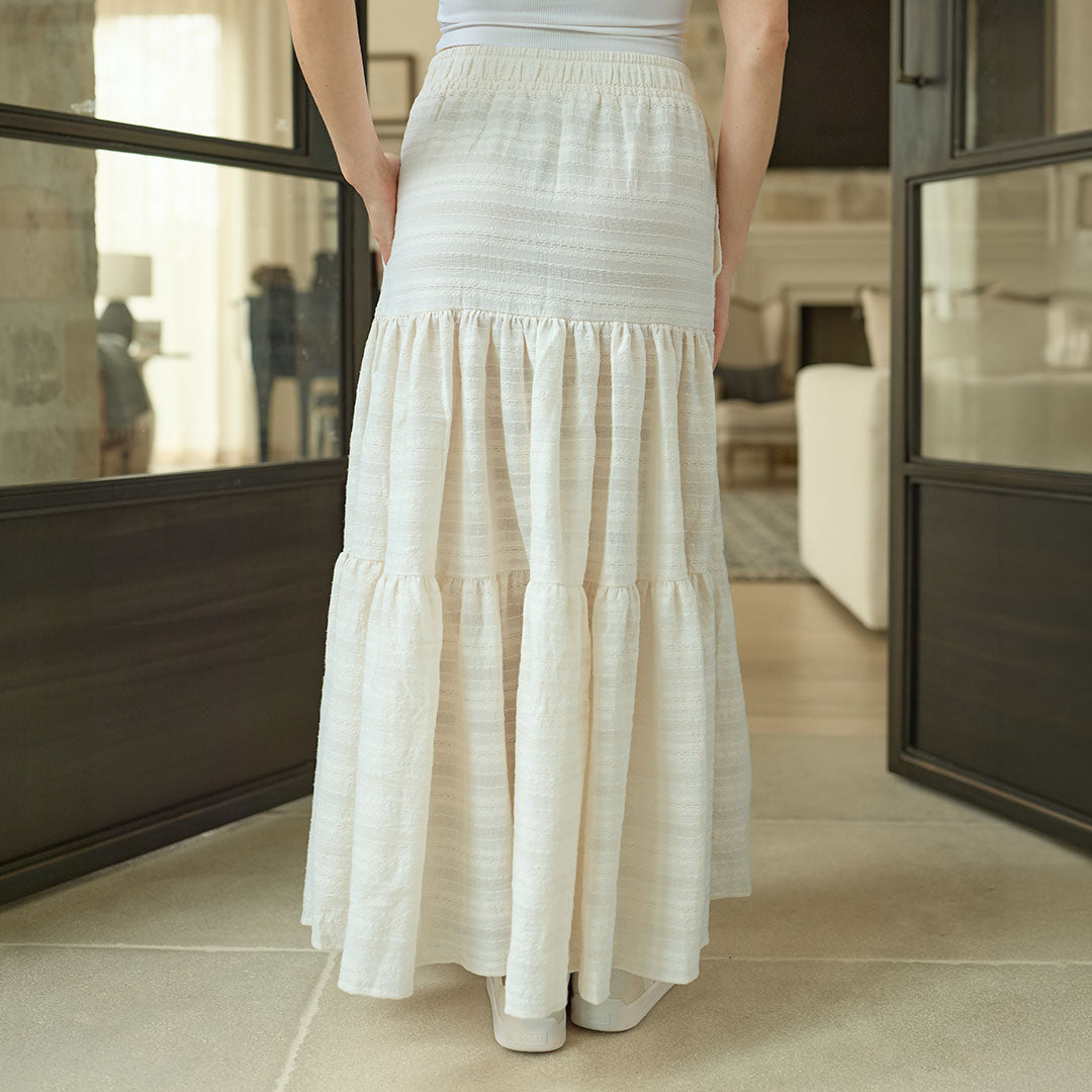 The Penny Maxi Skirt, White - Albion Fit