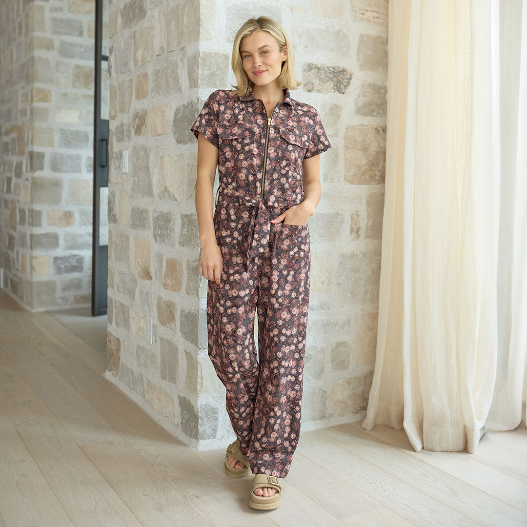 City Jumpsuit, Walnut Micro Floral - Albion Fit