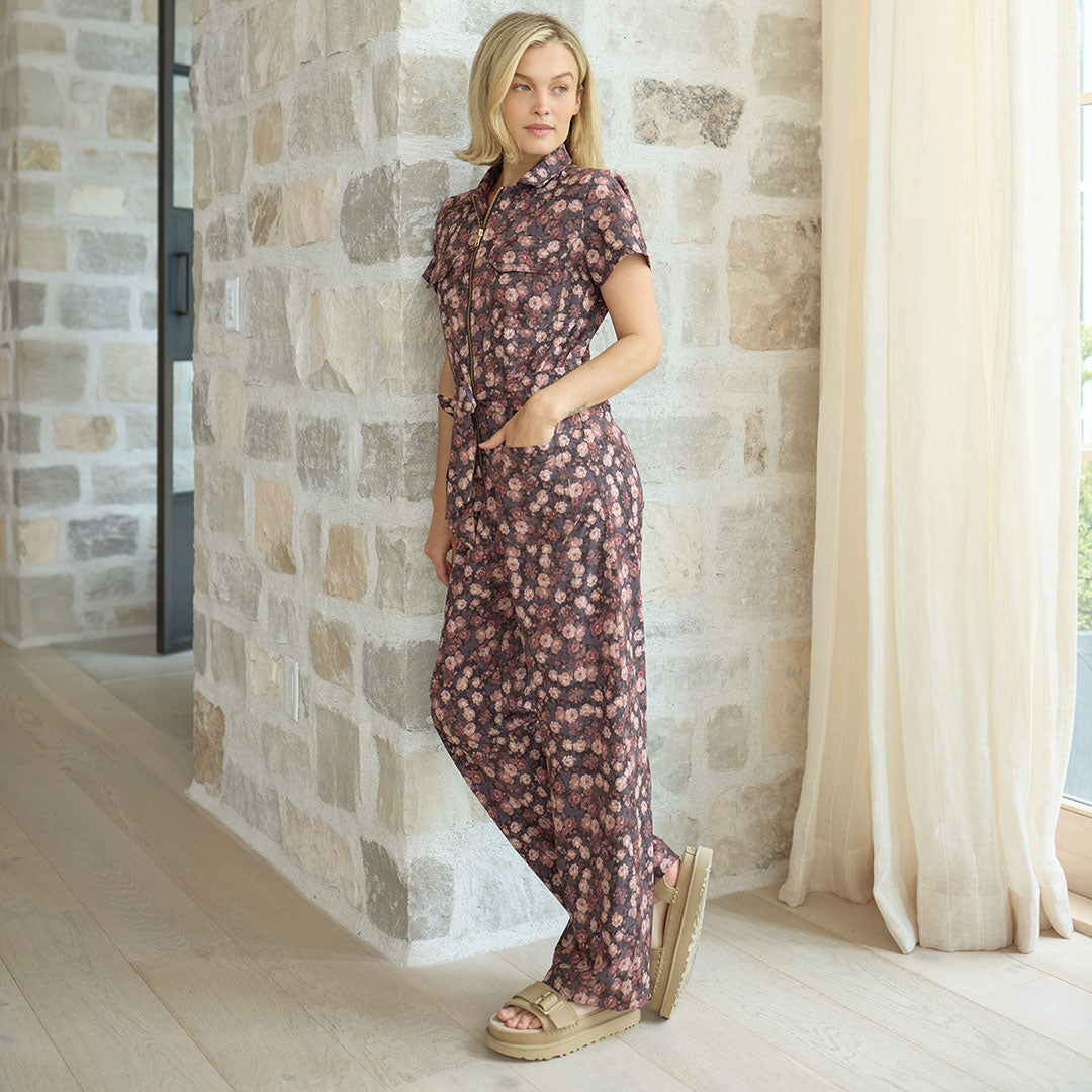 City Jumpsuit, Walnut Micro Floral - Albion Fit