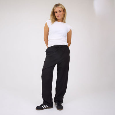 Trouser Track Pants, Black and White Stripe