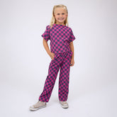 Mini Audrey Wide Leg Pants, Purple/Pink Check