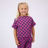 Mini Boss Tee, Purple/Pink Check