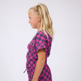 Mini Boss Tee, Purple/Pink Check