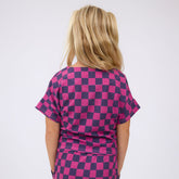 Mini Boss Tee, Purple/Pink Check