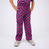Mini Audrey Wide Leg Pants, Purple/Pink Check