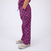 Mini Audrey Wide Leg Pants, Purple/Pink Check