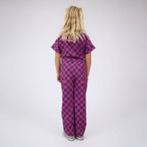 Mini Audrey Wide Leg Pants, Purple/Pink Check