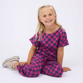 Mini Boss Tee, Purple/Pink Check