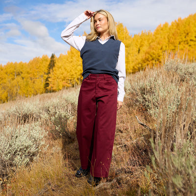 Button Trouser, Burgundy
