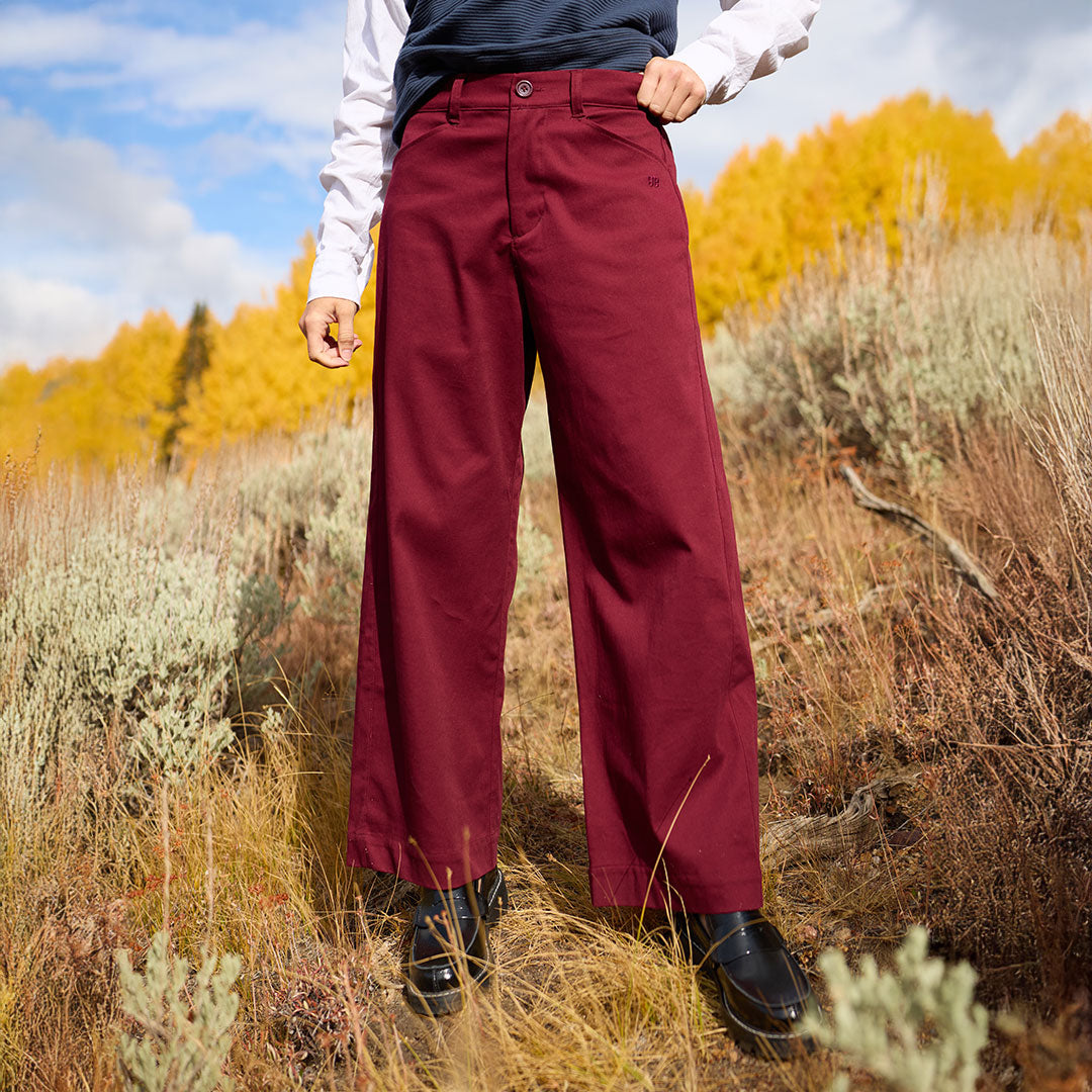 Button Trouser, Burgundy