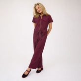 City Jumpsuit, Burgundy Gingham