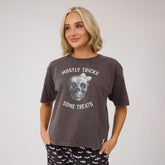 Perfect Bow Skull Tee, Charcoal