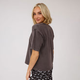 Perfect Bow Skull Tee, Charcoal