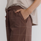 Audrey Mid Rise Wide Leg Pants, Brown/Cream Windowpane