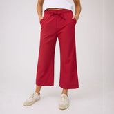Audrey Mid Rise Wide Leg Pants, Red Polka Dot