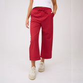 Audrey Mid Rise Wide Leg Pants, Red Polka Dot