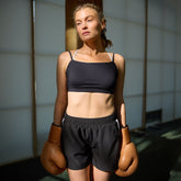 Exhale Sports Bra, Black Dot