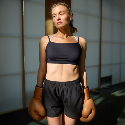 Exhale Sports Bra, Black Dot