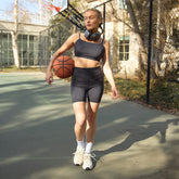 Exhale Sports Bra, Black Dot