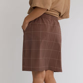 The Away Skirt, Brown/Cream Windowpane