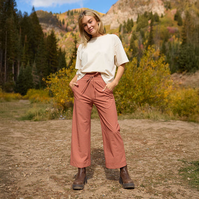Audrey Wide Leg Pants, Pumpkin Gingham