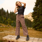 Audrey Mid Rise Wide Leg Pants, Brown/Black Windowpane