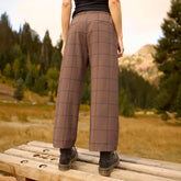 Audrey Mid Rise Wide Leg Pants, Brown/Black Windowpane