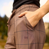 Audrey Mid Rise Wide Leg Pants, Brown/Black Windowpane