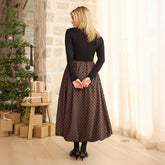 Vienna Bubble Skirt, Black/Brown Polka Dot