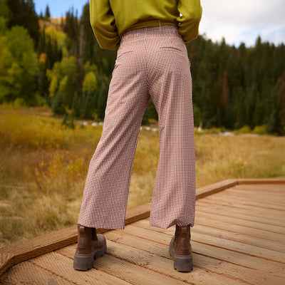 Audrey Wide Leg Pants, Toffee Gingham