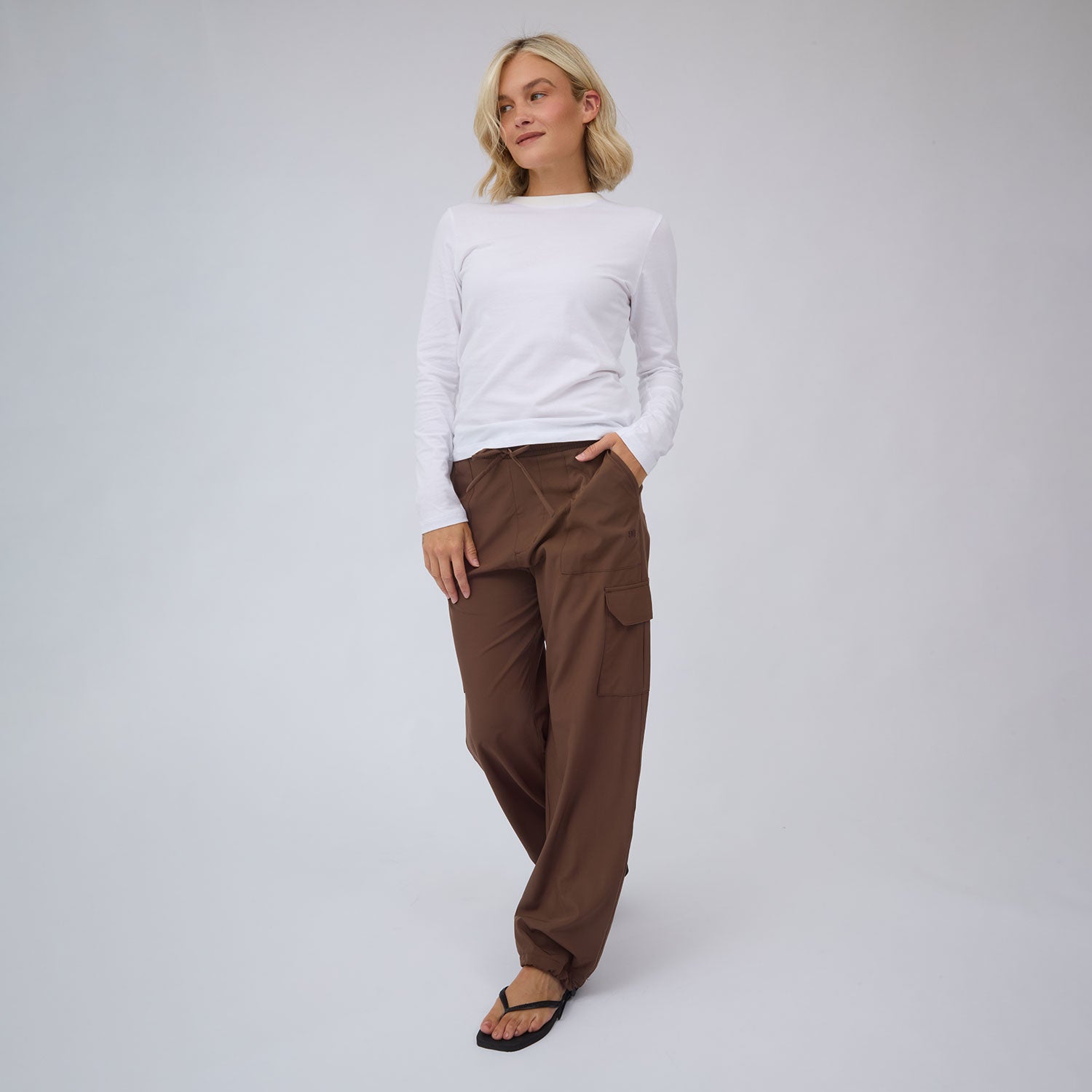 Drawcord Cargo Pants, Coffee - Albion Fit