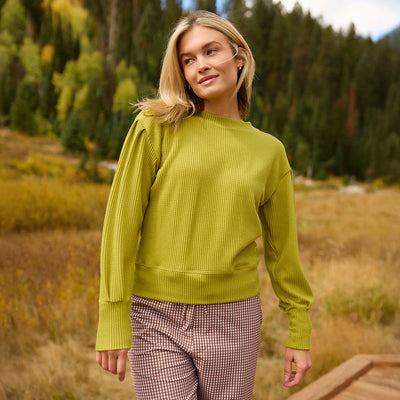 Serena Ribbed Top, Chartreuse