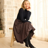 Vienna Bubble Skirt, Black/Brown Polka Dot